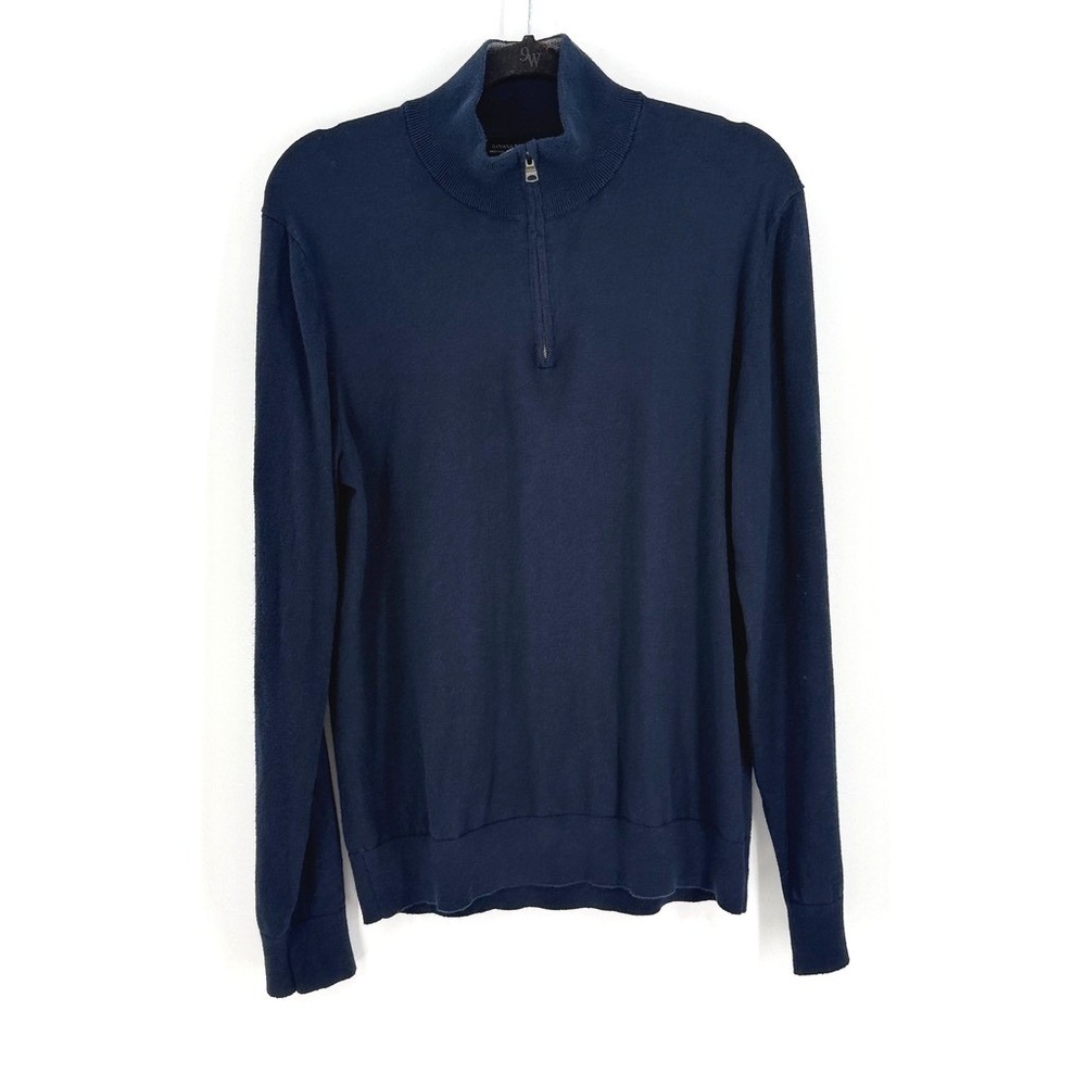 Banana Republic Mens Preppy Cotton Cashmere Quarter Zip Sweater Size M Office